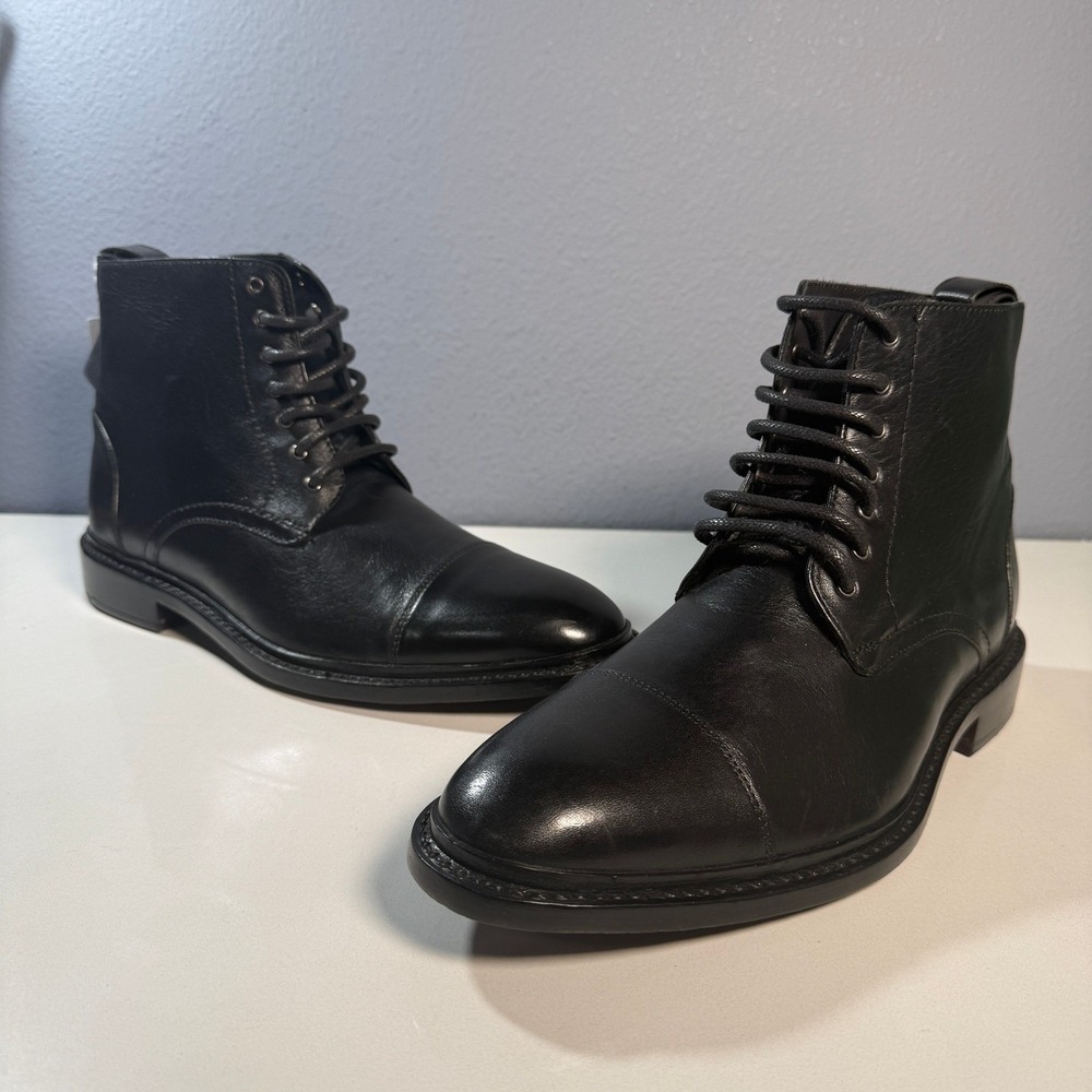Anthony Veer Monk Cap Toe Boots Mens 10 Black New Leather Goodyear Welted